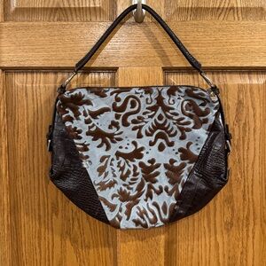 BERGE Italian Pony Hair & Leather Embossed Hobo Bag. Like new.